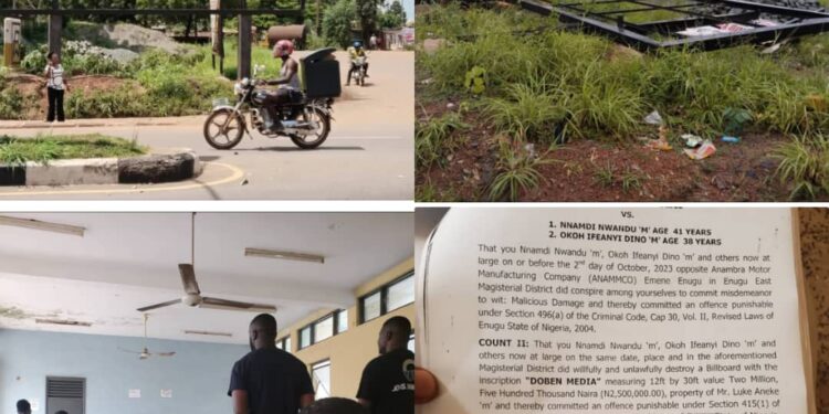 Enugu Magistrate Court Arraigns Two For Vandalising Billboard Worth 2.5 Million